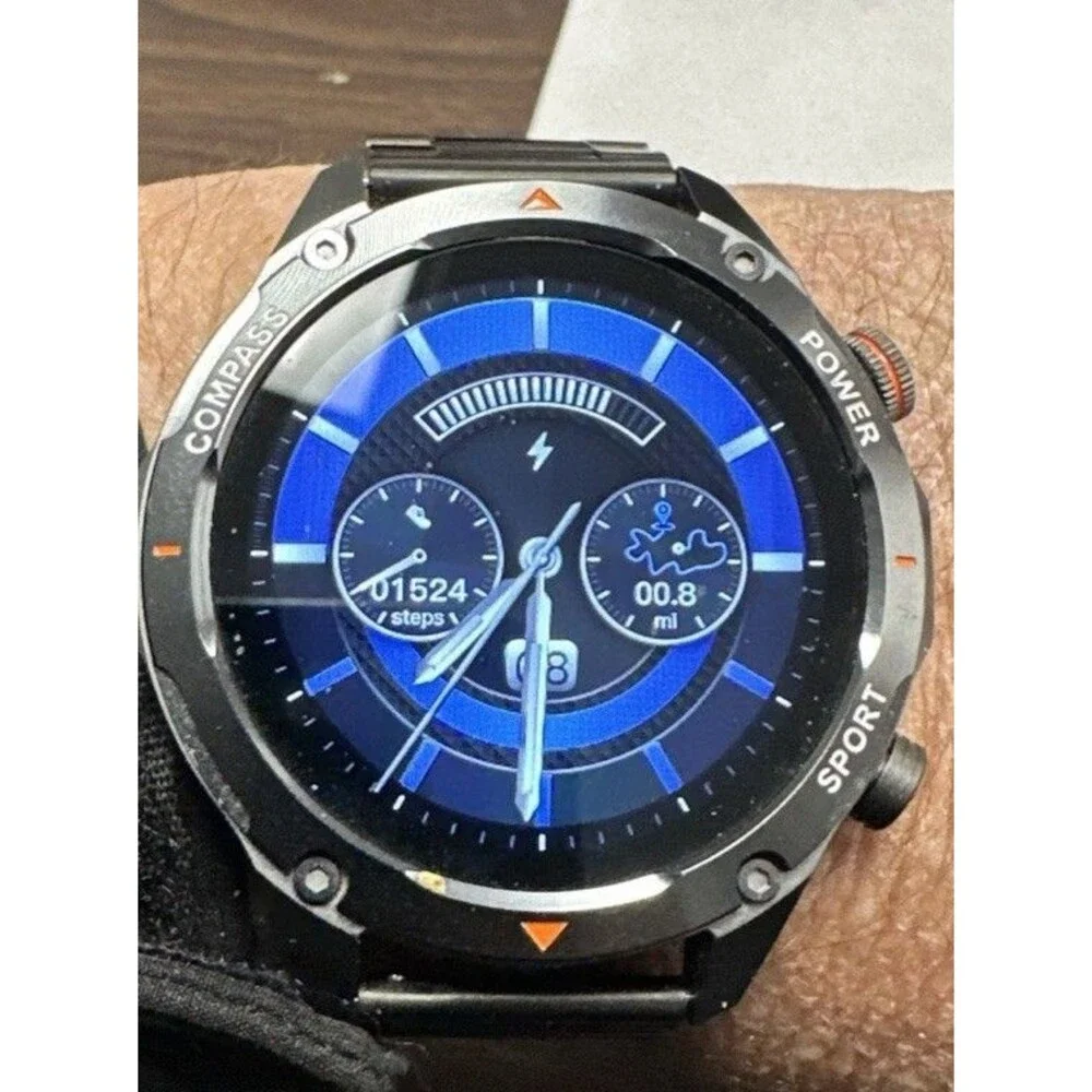 Large Smart Watch for Men Fitness Tracker: Bluetooth Waterproof 1.98 inch Black